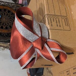 Chic Women's Red and Silver Ribbon Hat